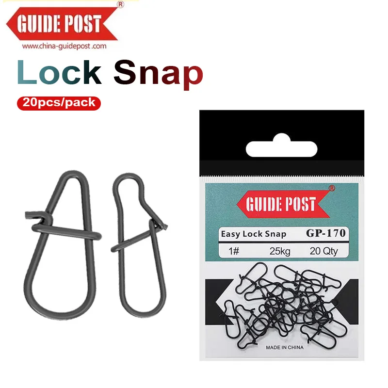 GUIDEPOST 20 unids/pack aleación de alta resistencia Pesca enganchado a presión diamante/forma de calabaza señuelo accesorios conector Snap Pesca