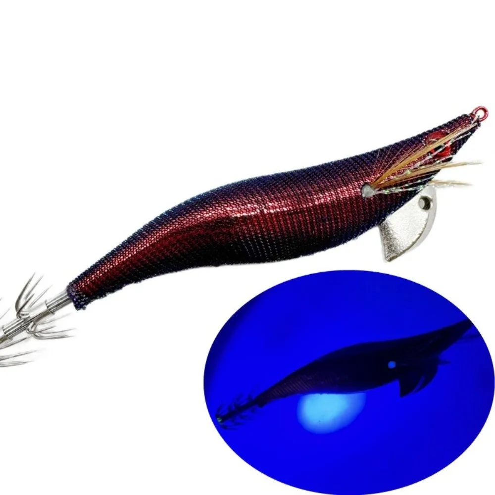 Señuelo de cebo, tela ligera, plantilla de calamar para pesca, señuelo de calamar estilo japonés brillante 3,5 # Pesca de jigging con cebo de camarones UV - imagen 2
