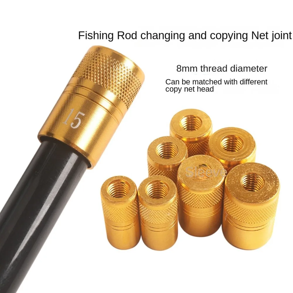 Conector de vaina de caña de pescar, aleación de aluminio, macho a hembra, mango de red, adaptador de rosca, accesorios, piezas de caña, 5 uds. - imagen 2