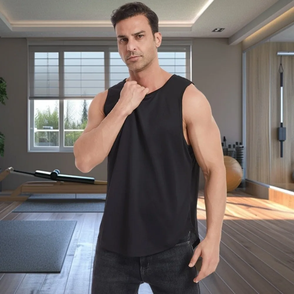 Chalecos musculosos, camiseta sin mangas deportiva, camiseta sin mangas holgada de secado rápido para correr, camisetas simples transpirables para hombres, chalecos de baloncesto - imagen 4