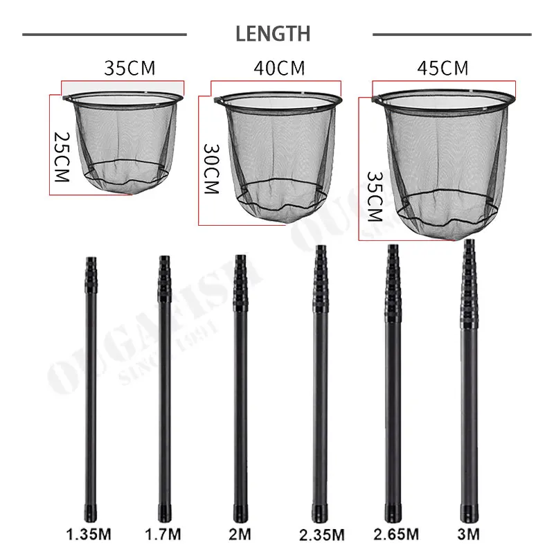 Redes de Pesca con mosca manual, Red de aterrizaje de peces de carbono, plegable, telescópica, mango de poste, Accesorios de Pesca, equipo de Mar - imagen 3