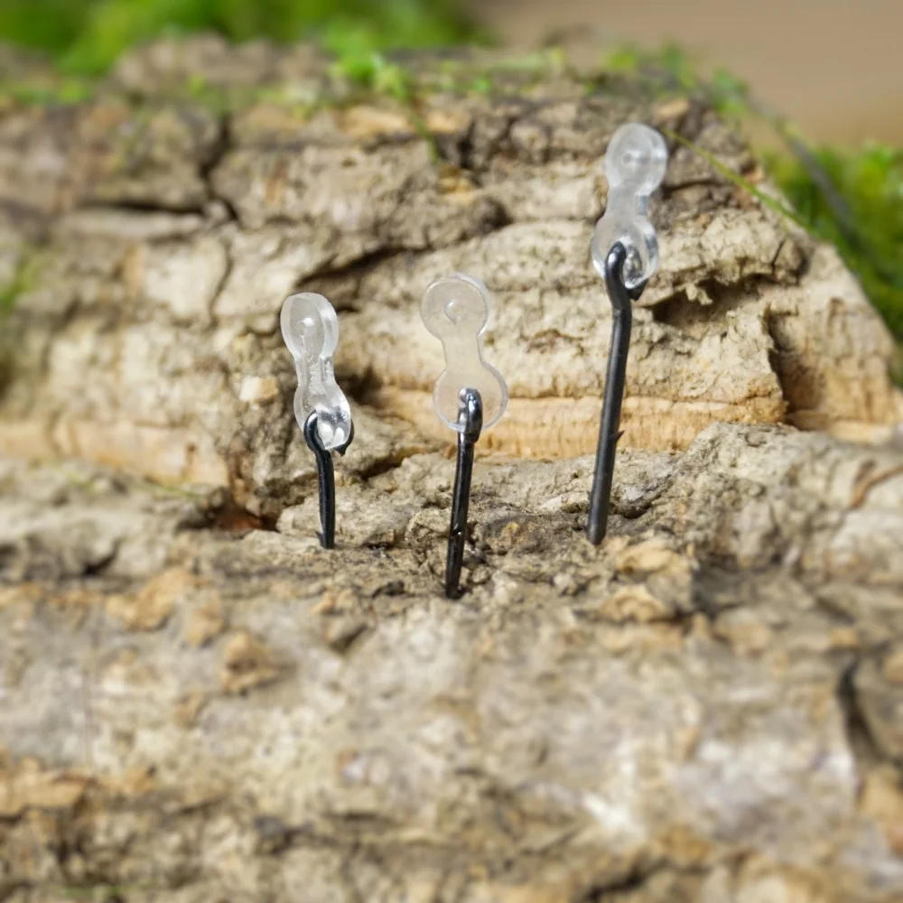 Hirisi 10 Uds. Picos de cebo de Metal para pesca de carpa, alfileres Boilie con topes transparentes, accesorios para aparejos de pelo Ronnie - imagen 4