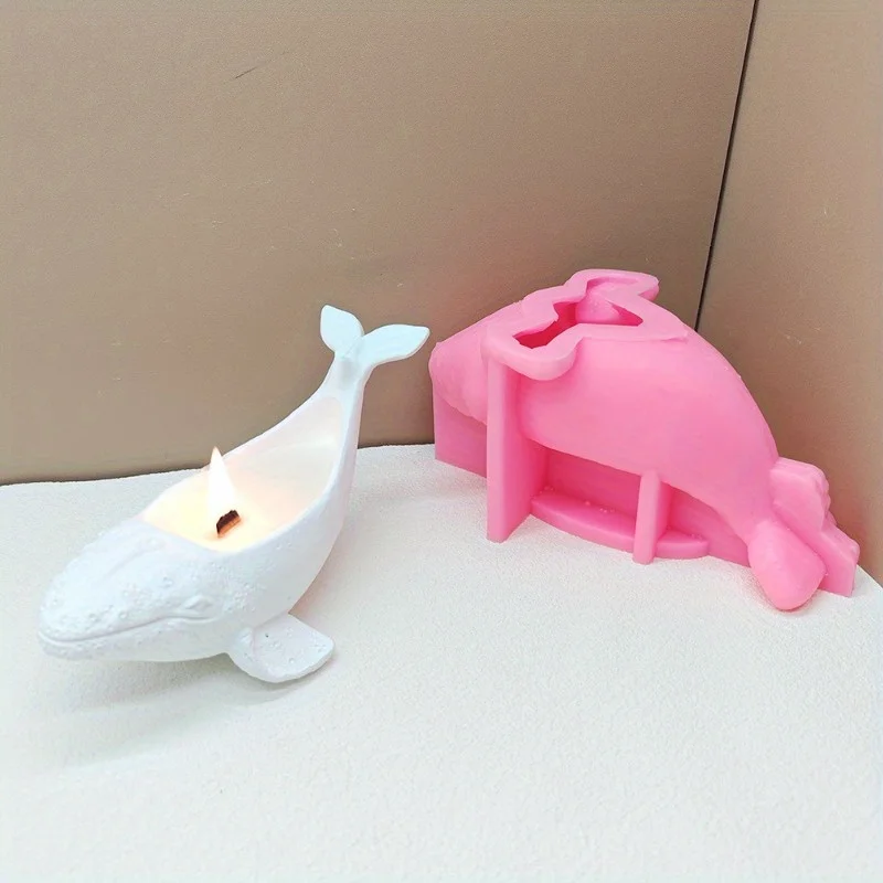 Maceta de planta suculenta de ballena grande, molde de silicona de resina, caja de almacenamiento de ballena de Animal marino, taza de vela, molde de yeso de cemento de hormigón
