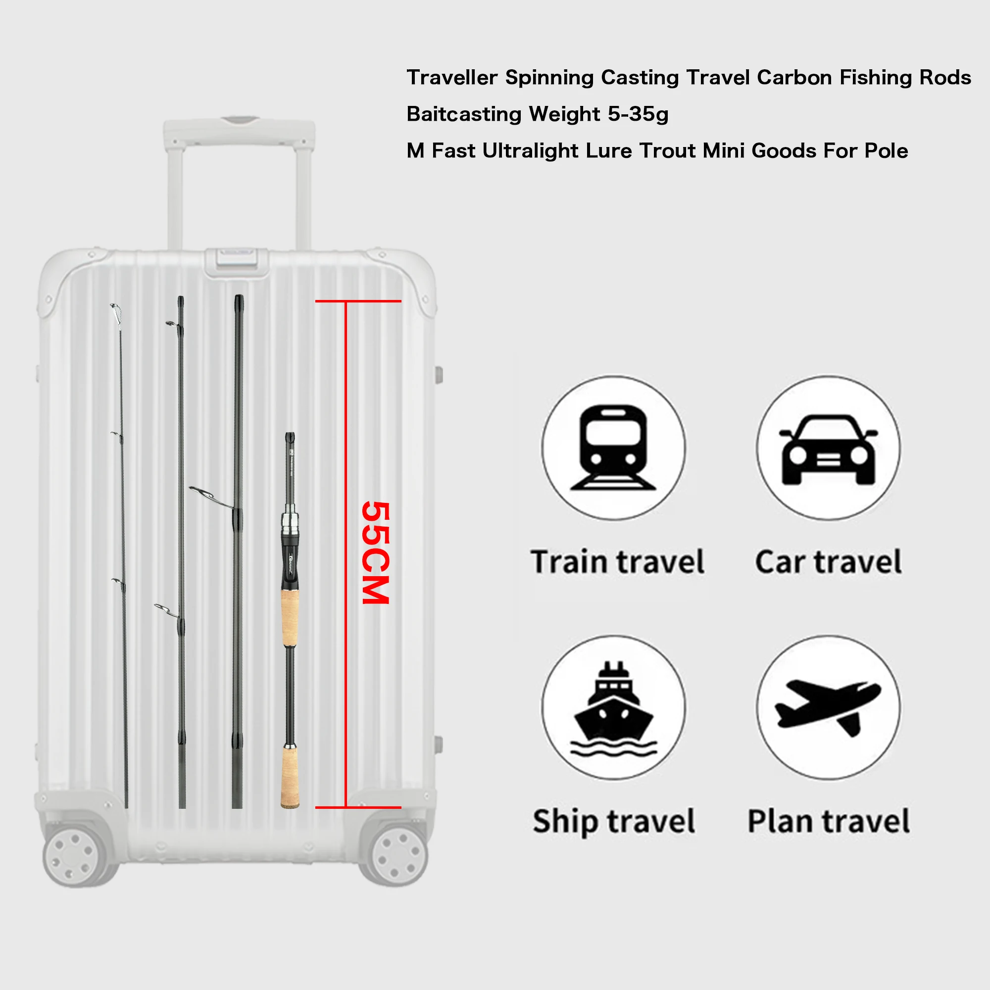 BIUTIFU viajero Spinning Casting cañas de pescar de carbono Baitcasting peso 5-35g M rápido ultraligero señuelo trucha Mini productos para poste - imagen 3