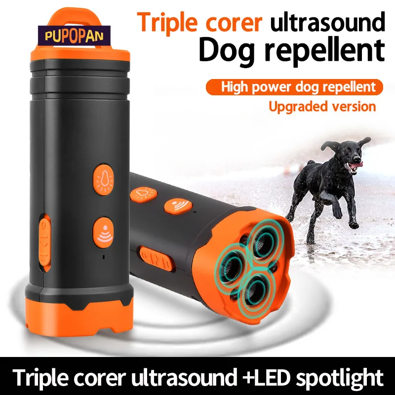 Repelente ultrasónico para perros con luz LED, entrenador ultrasónico portátil de alta potencia de tres núcleos, repelente de perros grandes y viciosos - imagen 2