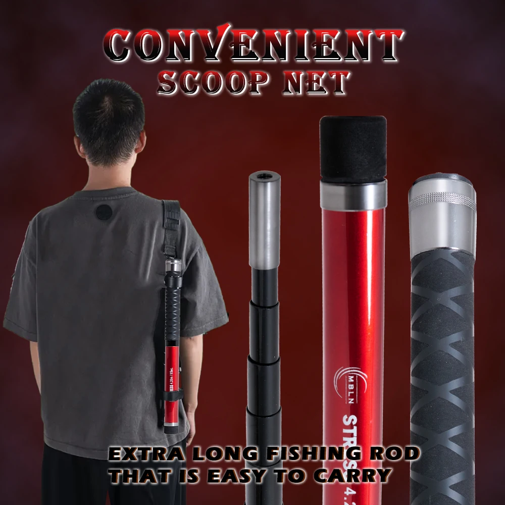 Marca MBLN, Red de pesca telescópica en roca de 6 m/236 pulgadas, plegable hasta 58 cm, fibra de carbono multicapa, resistente a la corrosión, liviana - imagen 5