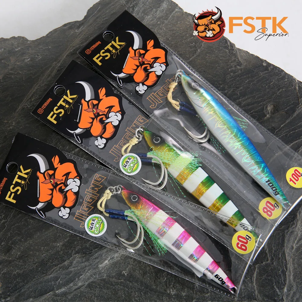 FSTK pesca en el mar plantilla de Metal señuelo de pesca pesas 60G 80g 100g rey cebo para peces aparejos trucha Jigging señuelo plantillas señuelos de agua salada - imagen 4
