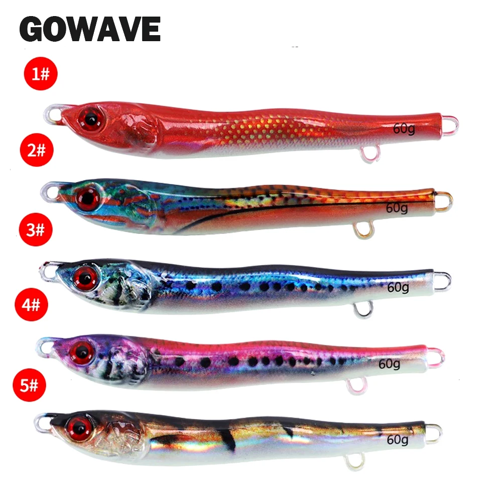 Descubra el mundo vibrante de los señuelos de pesca de Gowave con sus diversos diseños y 60 g de peso