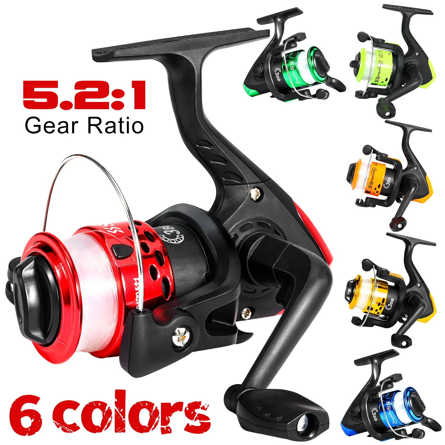 Carrete giratorio Sougayilang 5,2:1 – Mini para agua dulce y salada