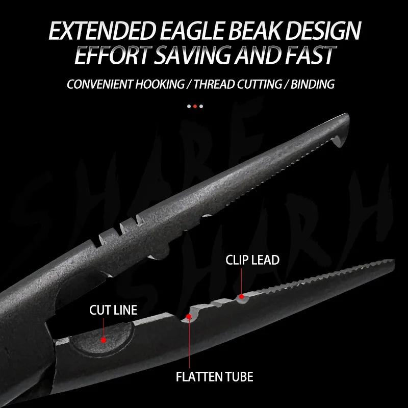 Alicates de punta larga con aguja de acero rico en carbono, removedor de anzuelos, alicates de anillo dividido abierto, cortador de línea, alicates de pesca prensados - imagen 3