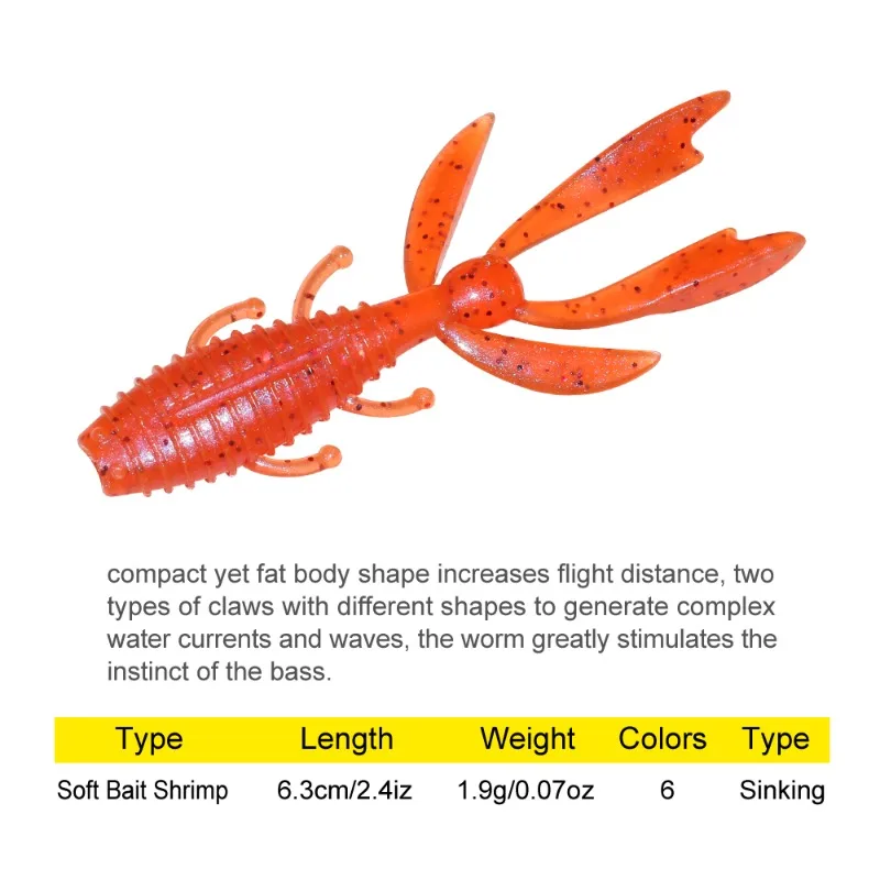 Cebo suave de gusano de silicona, señuelo de pesca de cangrejo, Twintails giratorio, lubina de mar para carpa, Wobbler, gusano, 6,3 cm, 20 unidades/ - imagen 2