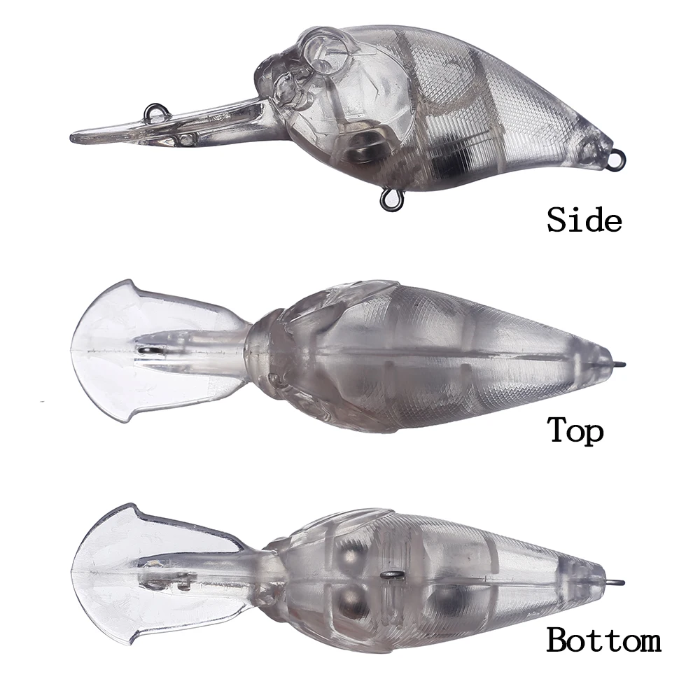 Chan'sHuang, 10 Uds., cebo en blanco sin pintar, 95mm, 15,5g, sonajeros flotantes Crankbait de agua profunda, señuelo de pesca Artificial hecho a mano DIY - imagen 2