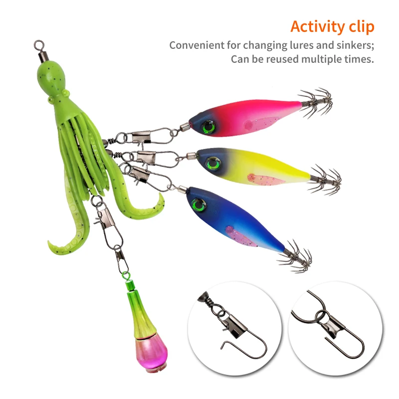 Cebo de pulpo de silicona, plantilla de calamar, señuelo giratorio, rodamiento de pesca, anillo sólido giratorio, accesorios de Pin conector de pesca, 2 uds. - imagen 2