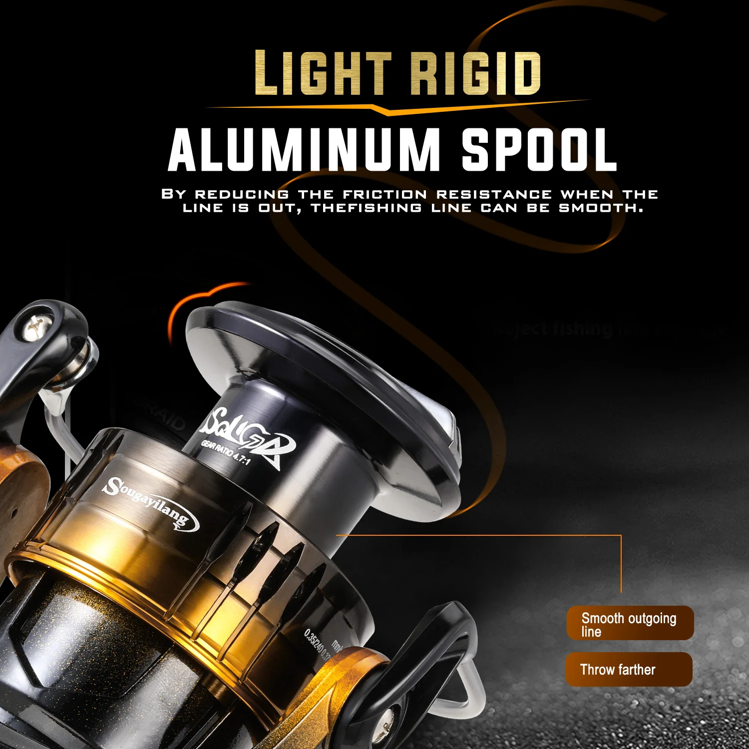 Carrete de pesca giratorio Sougayilang 1000-5000, carrete de aleación de aluminio, arrastre máximo de 10kg, carrete giratorio para lubina, trucha para pesca en agua dulce - imagen 2