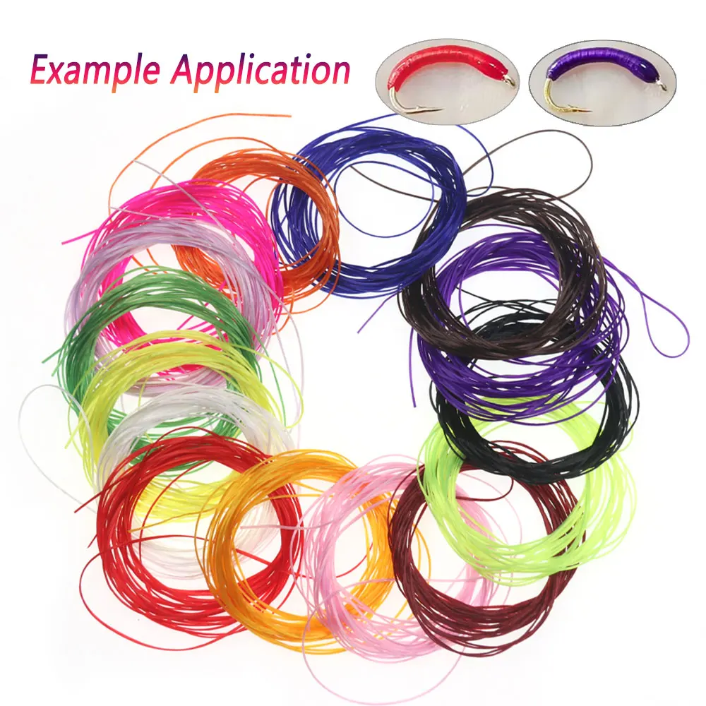 Bimoo 4M 0,6mm Micro Flex gusano hilo elástico línea Ninfa cuerpo zumbador Flexi gusano mosca Streamer Señuelos de pesca de mar Material de atado de moscas - imagen 5