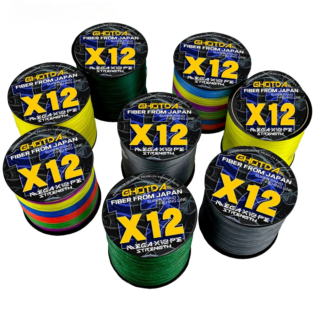 Sedal de pesca trenzado multifilamento X12, 100M, 500M, 1000M, Multicolor, 25-120lb, PE, accesorios de pesca de carpa marina - imagen 5