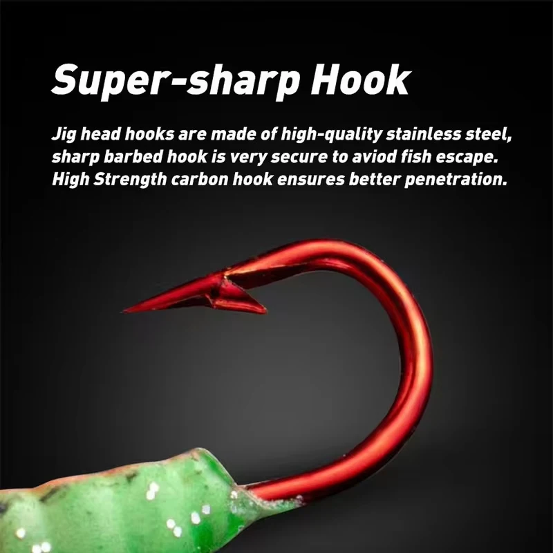 TAKEDO 6 unids/bolsa gusano hielo señuelo de pesca 22MM 1,4G Jig cebo para pesca de invierno plomo Jig cabeza gancho carpa lubina trucha cebo - imagen 2