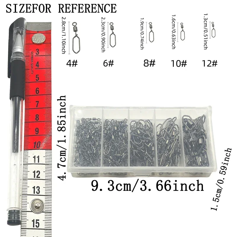 50/200 piezas de conector de clavija cuadrada giratoria de acero inoxidable, anillo de 8 figuras, accesorios de pesca - imagen 5