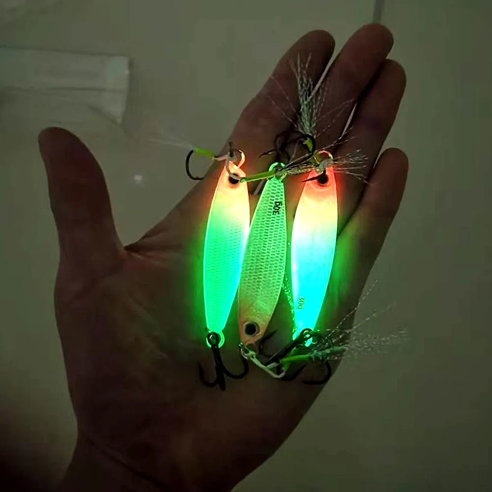 Nuevo anzuelo luminoso de pesca Jigging, cebo giratorio de 7g/10g/15g/20g/30g/40g, plantilla de Metal láser, cuchara, señuelo de pesca - imagen 3