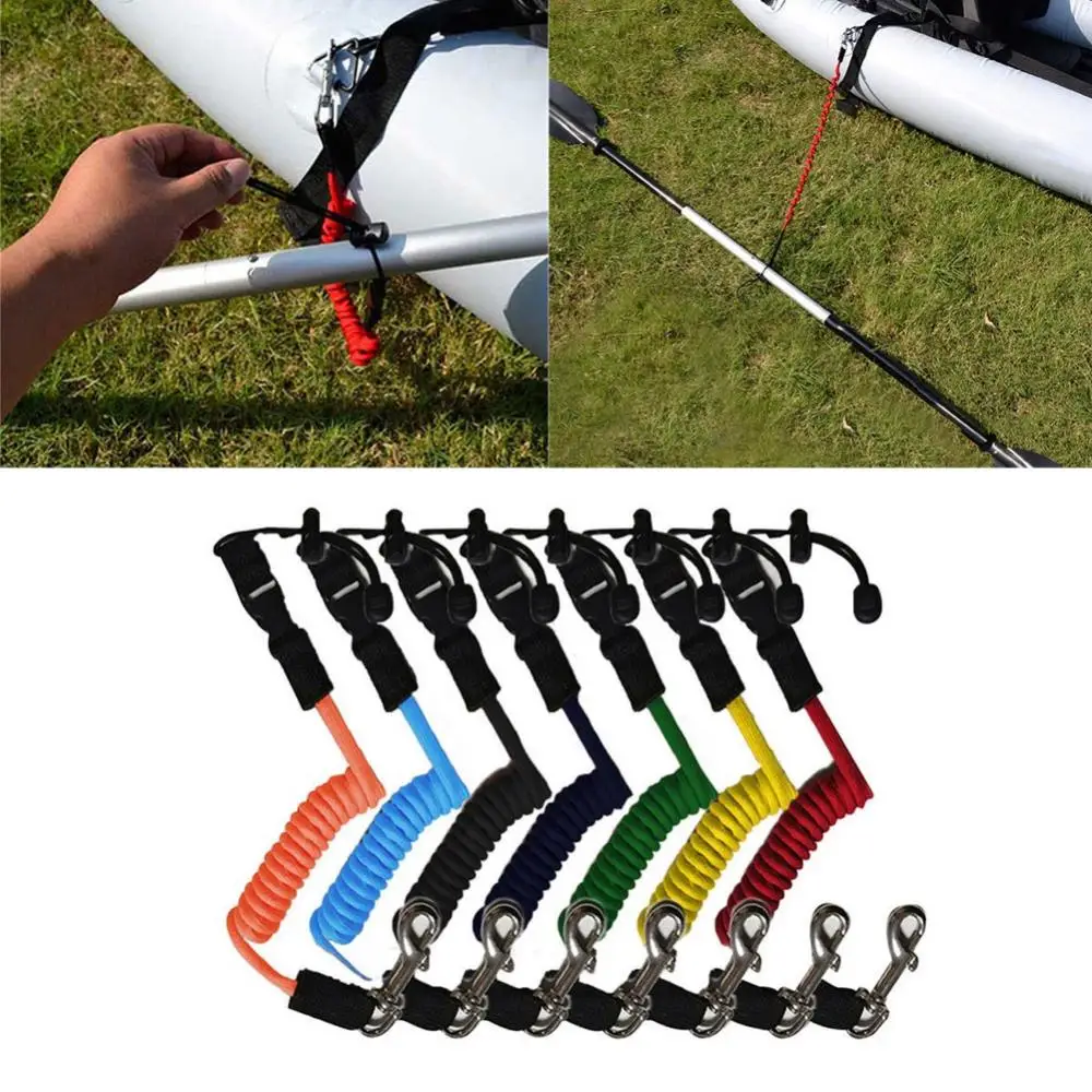 Correa elástica para remo de canoa y Kayak, correa de seguridad para barco, caña de pescar, cordones en espiral, cuerda de seguridad antipérdida, correa de remo para Kayak - imagen 3