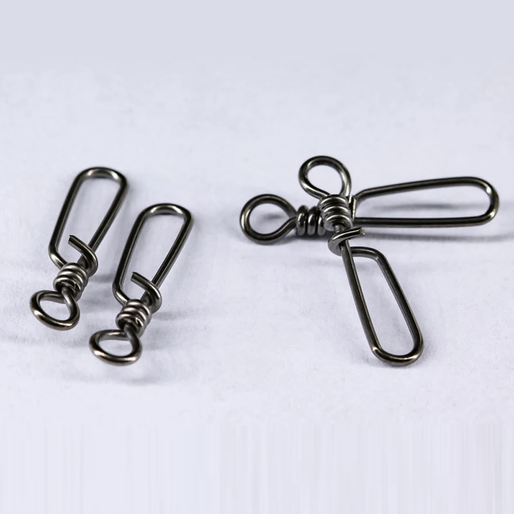 DNDYUJU-conector de pesca de calamar de acero inoxidable, 50 piezas, señuelo de pesca a presión, Pin giratorio, anillos sólidos, broches de seguridad, gancho de pesca - imagen 5