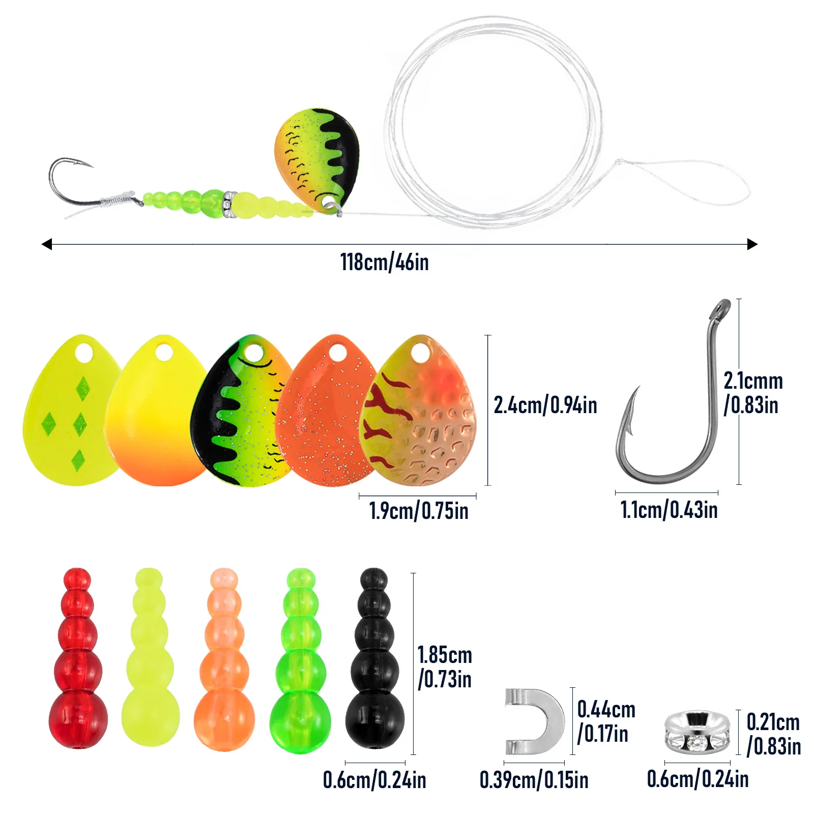 3/5pcs Walleye Rig Crawler Harness Walleye Spinner Rig Colorado Blade Stacked Fishing Bead Trolling Rig for Kokanee Trout Salmon - imagen 5