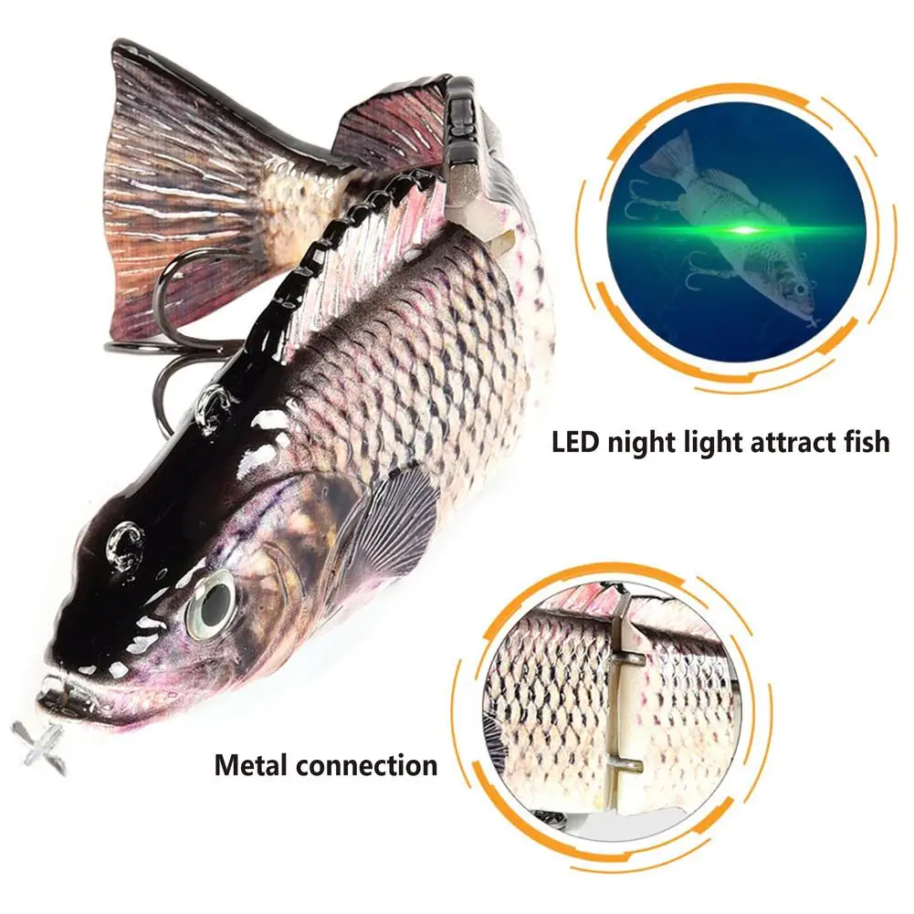 Señuelos de Pesca eléctricos recargables Led luminosos multiarticulados, cebos duros, aparejos de pesca - imagen 5