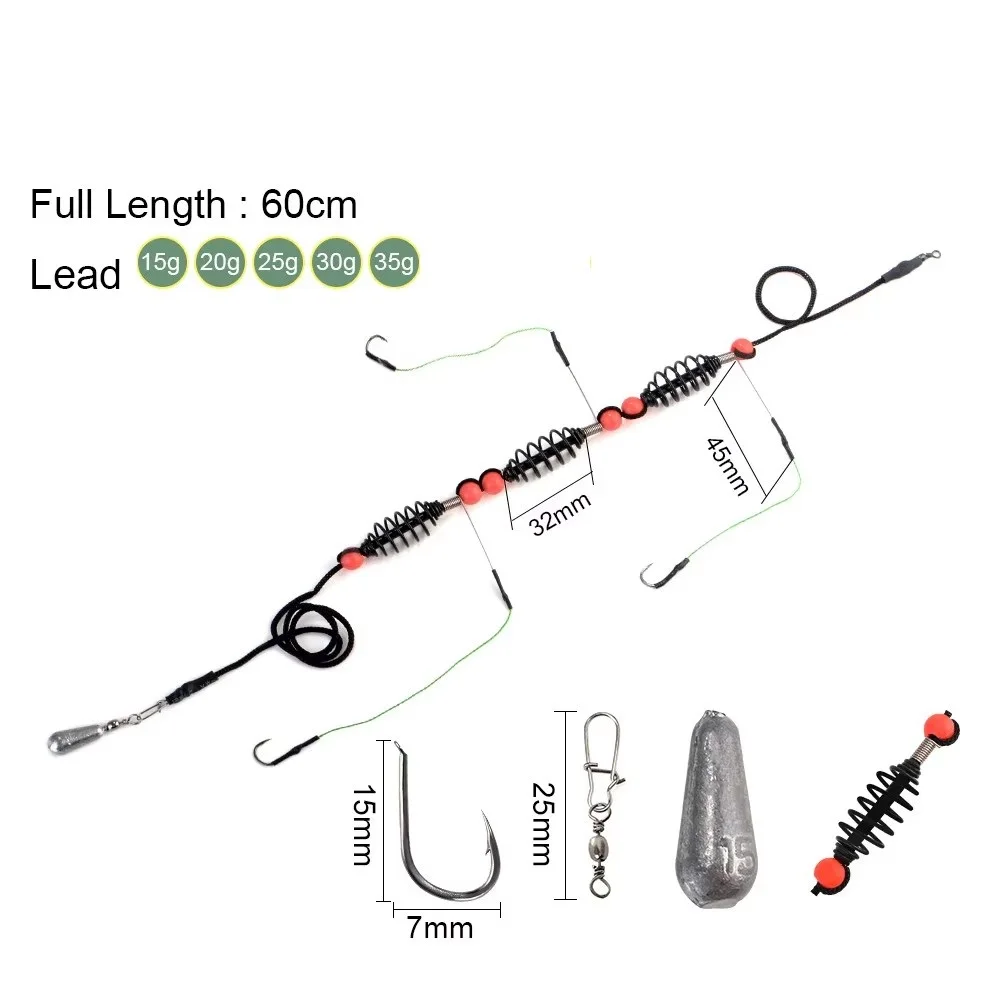 NGB-señuelo Artificial de pesca, alimentador de jaula, pesca de carpa con plomo giratorio con ganchos de línea para aparejos de pesca, 1 ud. - imagen 2