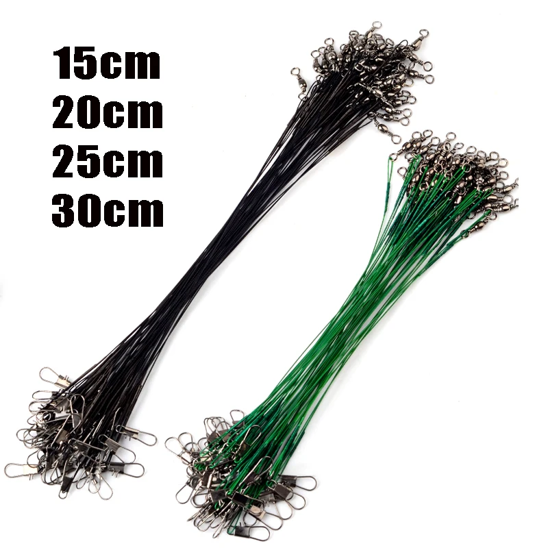 PRO BEROS-sedal de pesca de acero antimordedura, 15cm-30cm, líder de alambre con cierre doble giratorio, accesorio de pesca a presión, correa de núcleo de plomo, 25 uds. - imagen 2