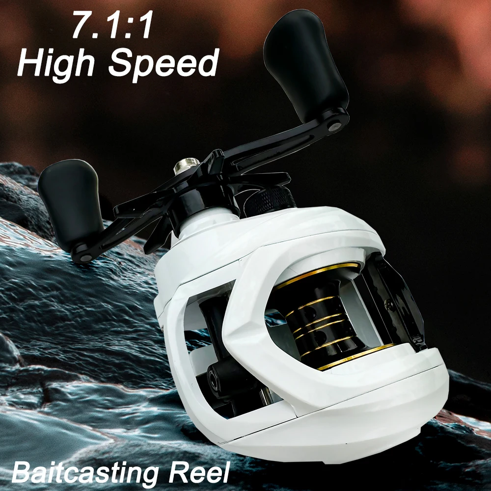 Carrete de pesca Ghotda Baitcasting, carrete profundo con relación de engranaje 7,1: 1, carrete de metal CNC, carrete de pesca Max 22LB/10KG, fuerza de freno, fundición larga precisa