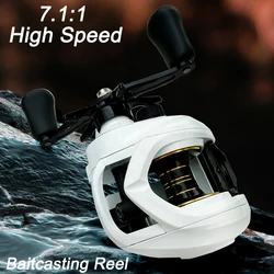 Carrete de pesca Ghotda Baitcasting, carrete profundo con relación de engranaje 7,1: 1, carrete de metal CNC, carrete de pesca Max 22LB/10KG, fuerza de freno, fundición larga precisa