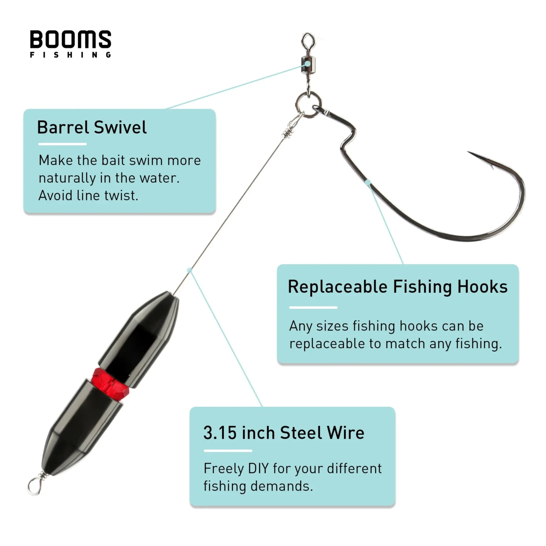 Booms Fishing TR1, 4 Uds., pesas de pesca de Tokio, plomos, bala de plomo con anzuelo, accesorios para cajas de aparejos de pesca de alta calidad - imagen 3