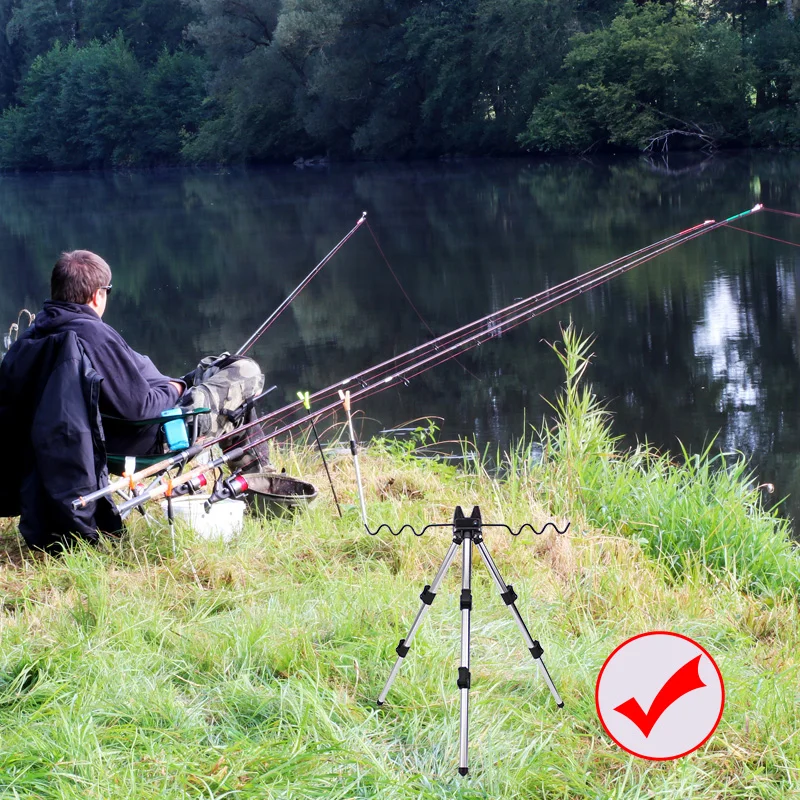 WEIHE A #   Soporte retráctil para caña de pescar, trípode de sección corta, marco de torreta plegable de aleación de aluminio grueso - imagen 5