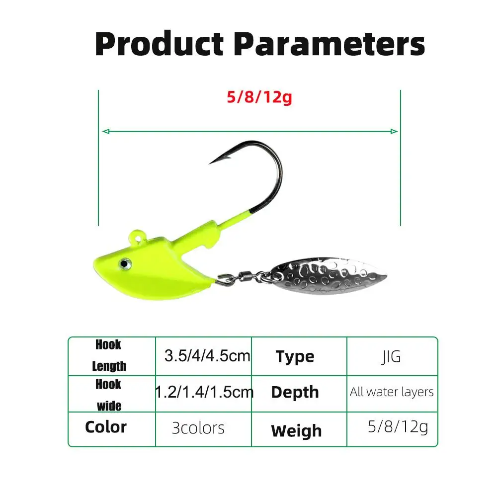 Anzuelo con cabeza de plomo para pesca, anzuelo de mar de 5g/8g/12g con lentejuelas de cuchara - imagen 2