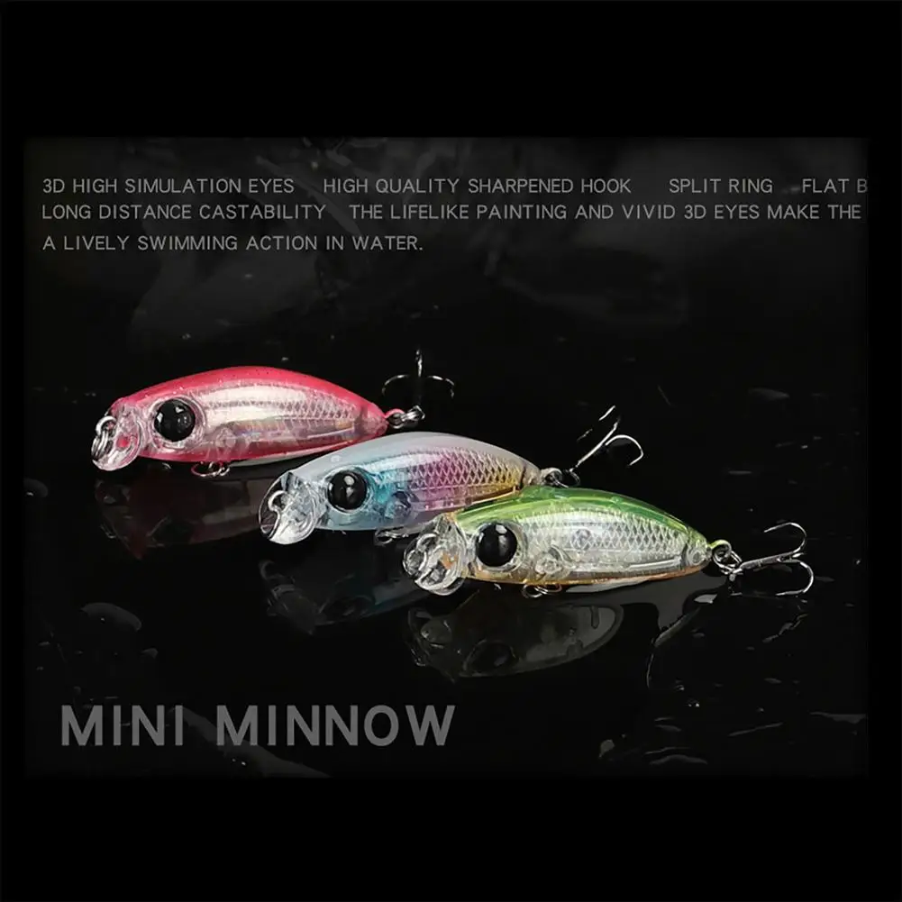 Señuelo de pesca de hundimiento lento, cebo Artificial de ojos 3d, Mini Micro Minnow, con 2 potentes anzuelos triples, duro, 2,5g/35mm - imagen 4