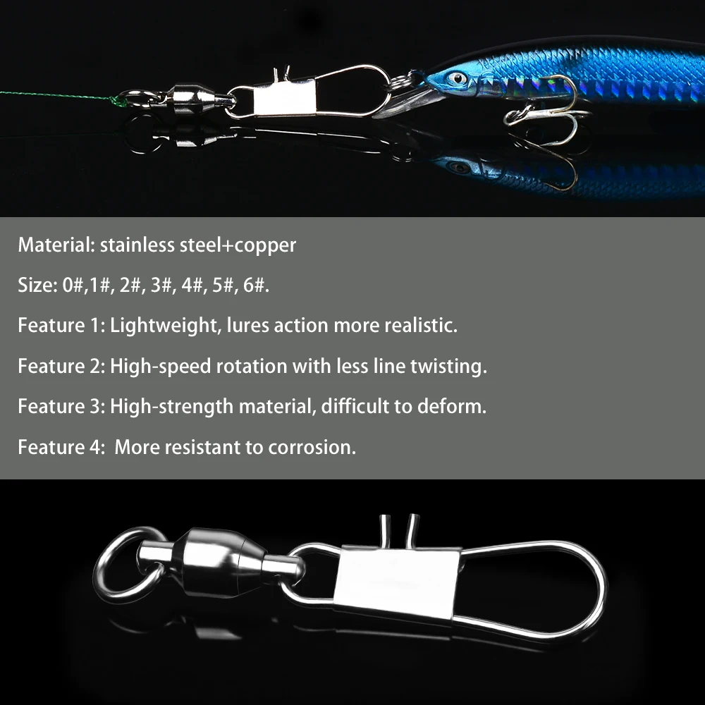 20 piezas rodamiento de bolas giratorios de pesca de acero inoxidable de alta resistencia con enclavamiento para una rotación suave, accesorios de pesca - imagen 5