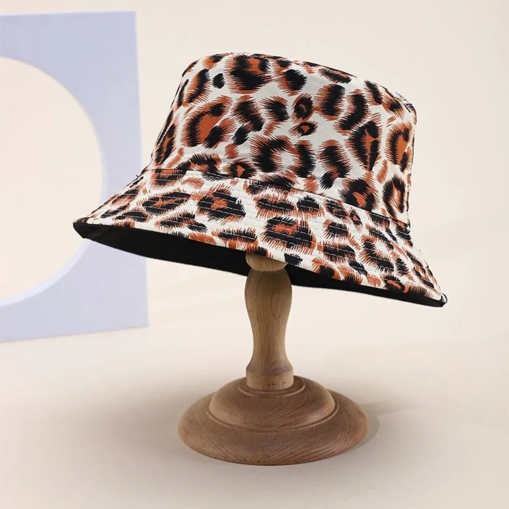 Sombrero Bucket reversible de pescador – Estampado leopardo plegable - imagen 4