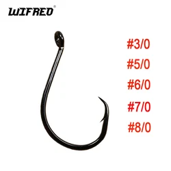 Wifreo 20 piezas anzuelos de pesca de aparejo de bagre de agua salada, anzuelos circulares de ojo, anzuelo compensado, pargo de bagre 3/0 5/0 6/0 7/0 8/0