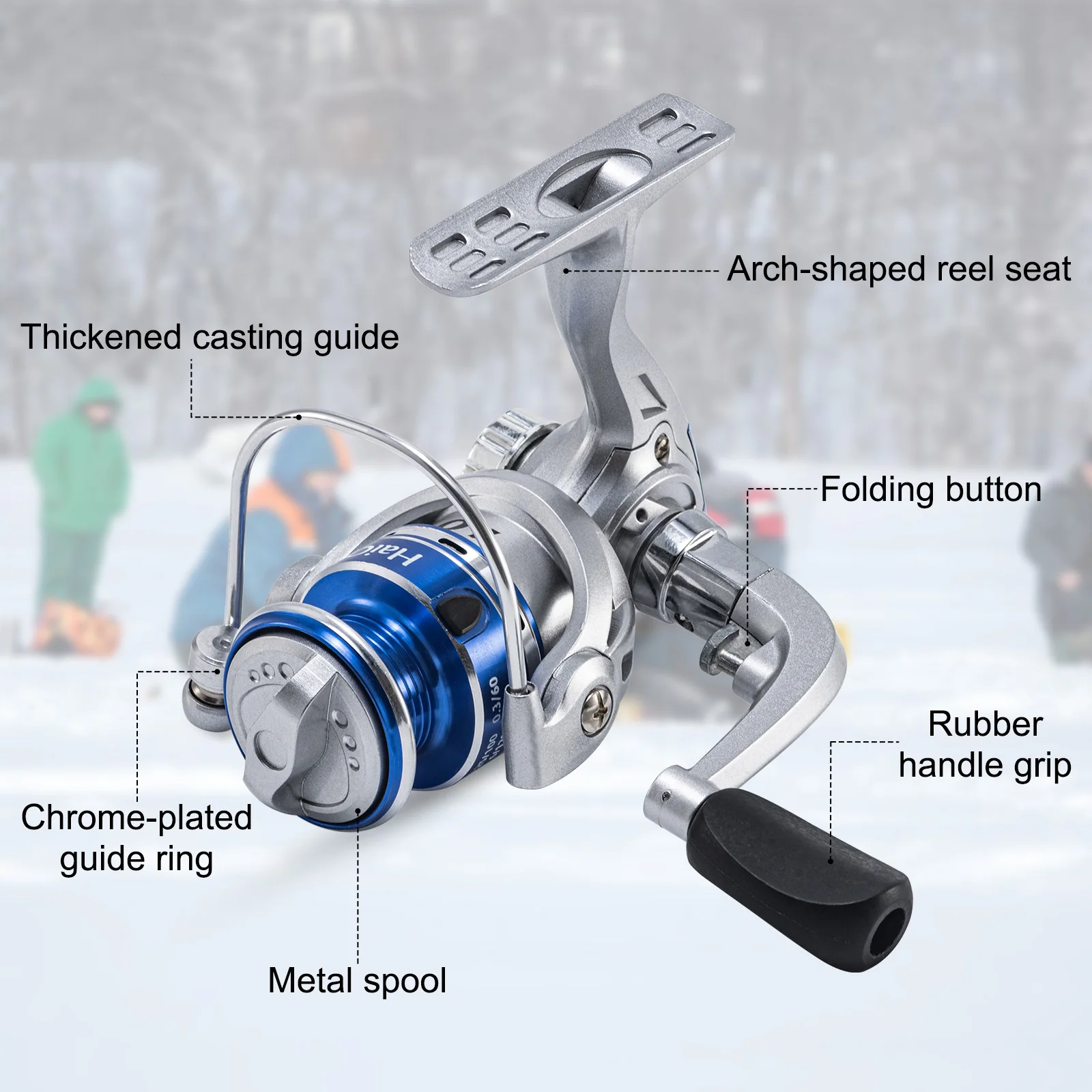 Carrete de pesca en hielo Goture 5,2:1 – Metálico portátil resistente - imagen 3