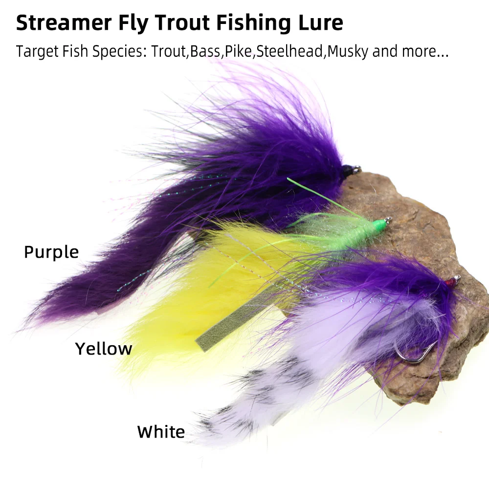 Wifreo 3 piezas # 1/0 tira de conejo Zonker Streamer mosca con púas gancho de acero inoxidable Tarpon conejito mosca trucha lubina pesca señuelo cebos - imagen 3