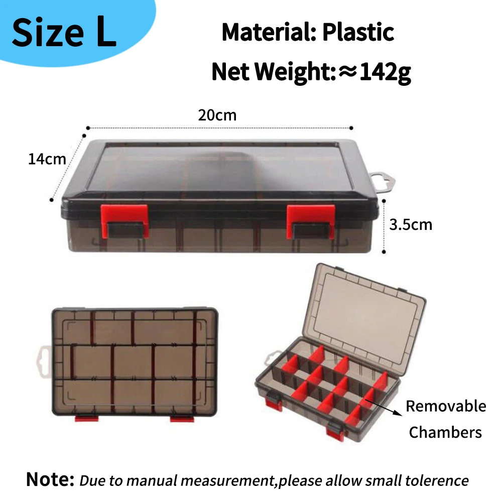 ELLLLV-caja de plástico de una sola capa para señuelos de pesca, accesorios de pesca, contenedor de cebo de plantilla, compartimentos múltiples portátiles, S/M/L - imagen 4