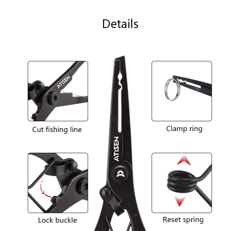 Alicates de pesca + empuñaduras de pescado pequeñas, herramienta multifuncional ABS, alicates de señuelo portátiles para exteriores - imagen 3