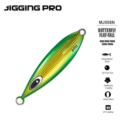 JIGGING PRO plantilla de Metal de hundimiento lento 60g 80g 100g 150g 200g BUTTERFLYFLAT Plantilla de caída aparejos de cebo duro Artificial de agua salada