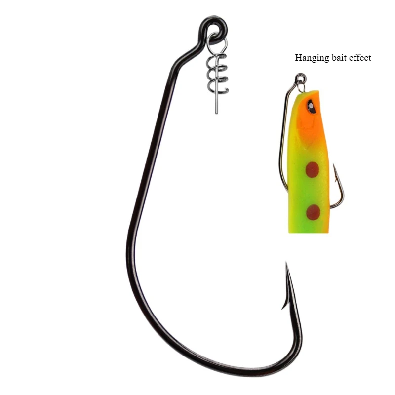 Juego de 50 piezas de agujas de bloqueo de gancho de manivela, cebo blando, gancho individual, anzuelos de pesca suaves, juego de accesorios de pesca al por mayor