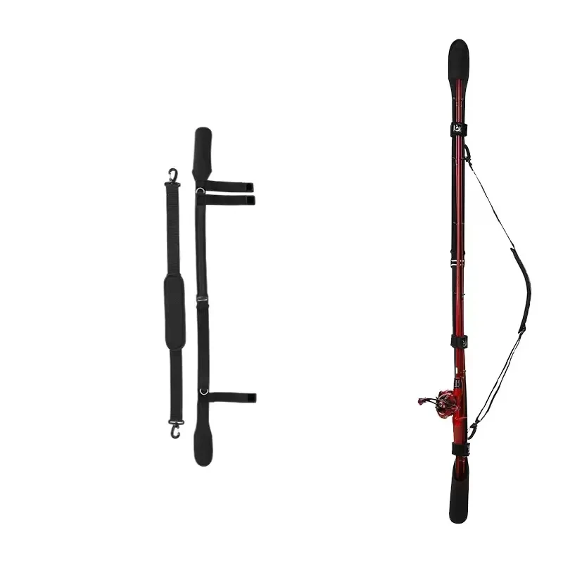 una caña de pescar y un soporte de carrete diseñado para un fácil almacenamiento y transporte