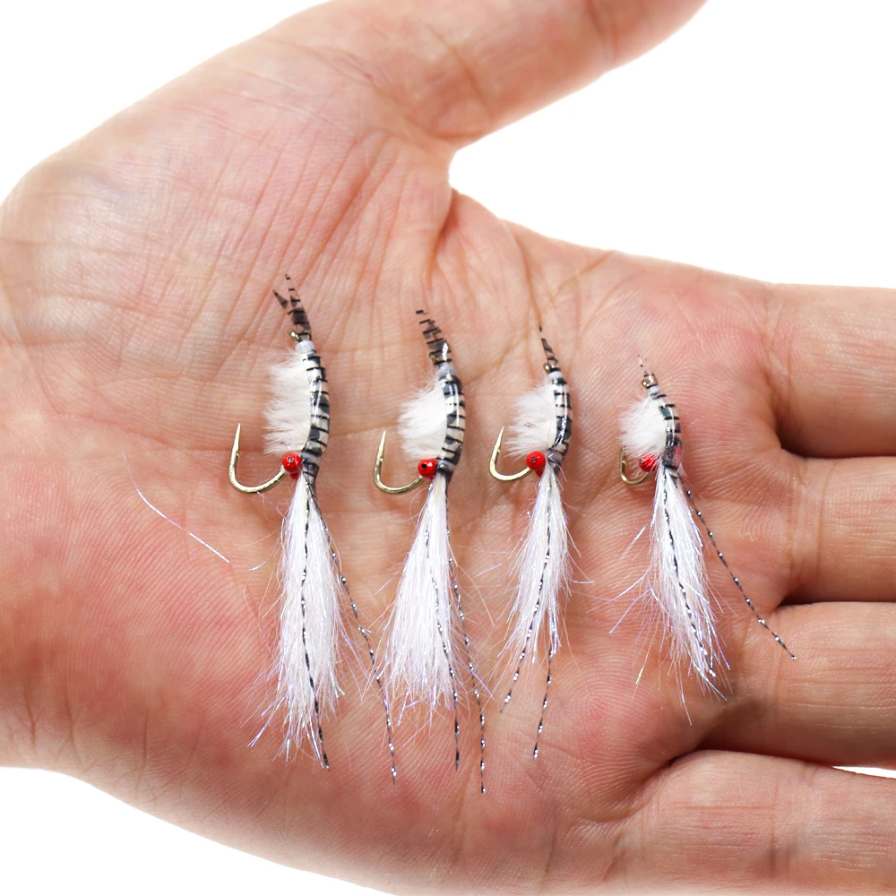 Wifreo-SEÑUELOS DE pesca de camarón, 4 piezas, #8 ~ #14 Scud, moscas de agua dulce y salada, Salmon Stripers, Bonefish, RedfishTrout - imagen 4