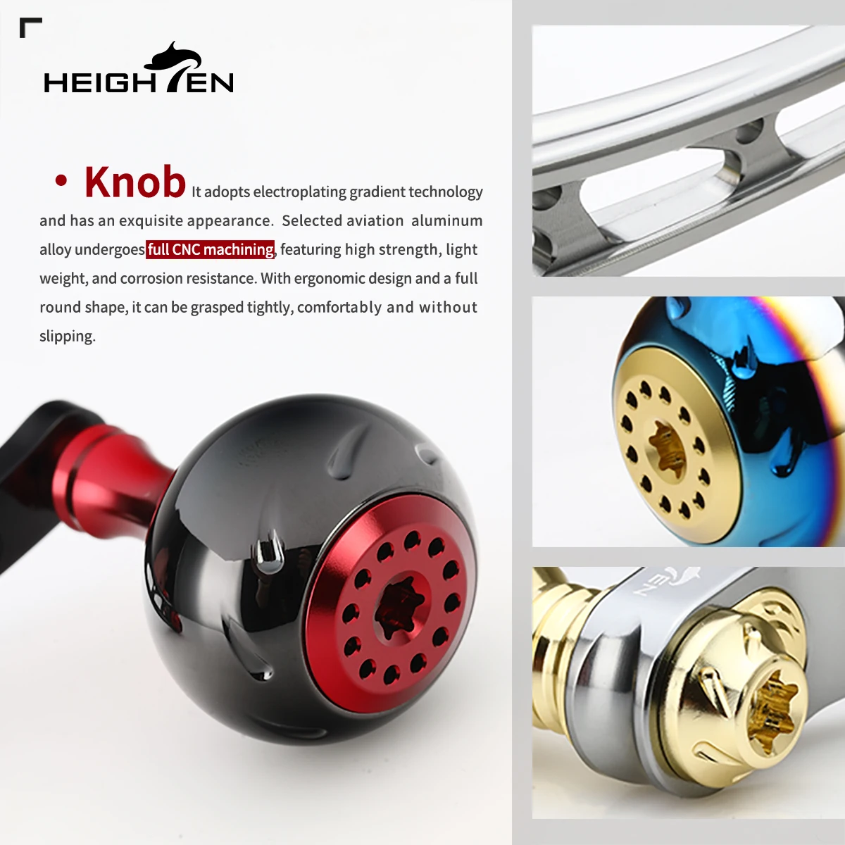 Carrete de pesca HEIGHTEN de un solo mango con distancia de husillo ajustable de 55mm a 60mm y perilla degradada de 30mm apto para DAIWA SHIMANO - imagen 5