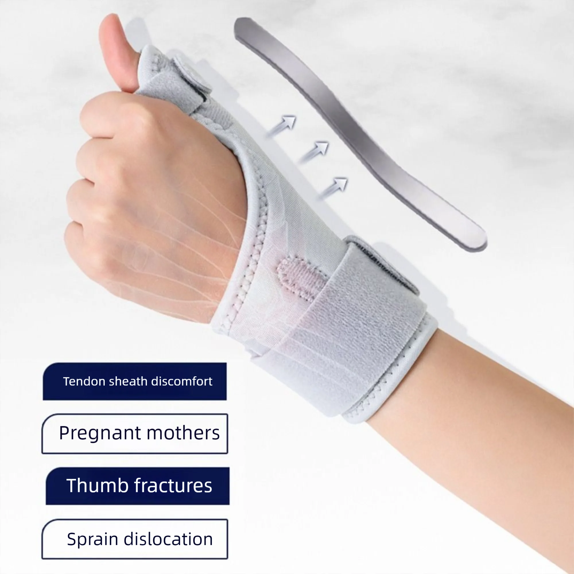 Soporte de dedo ajustable con refuerzo de Metal, protección de seguridad transpirable para oficina, envolturas de pulsera, protectores de manos ligeros - imagen 3