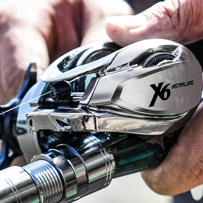 Histar X6 versión de fundición larga 156G 7,2: 1 alta relación 5kg potencia de arrastre AT7 carrete de aluminio carrete de pesca Baitcasting - imagen 5