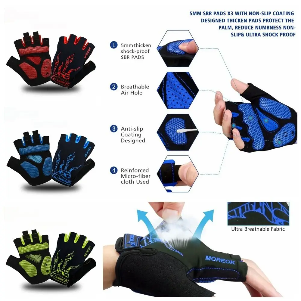 Guantes de bicicleta con almohadilla de Gel de 5MM, transpirables, antideslizantes, para ciclismo de carretera, para hombre y mujer - imagen 5